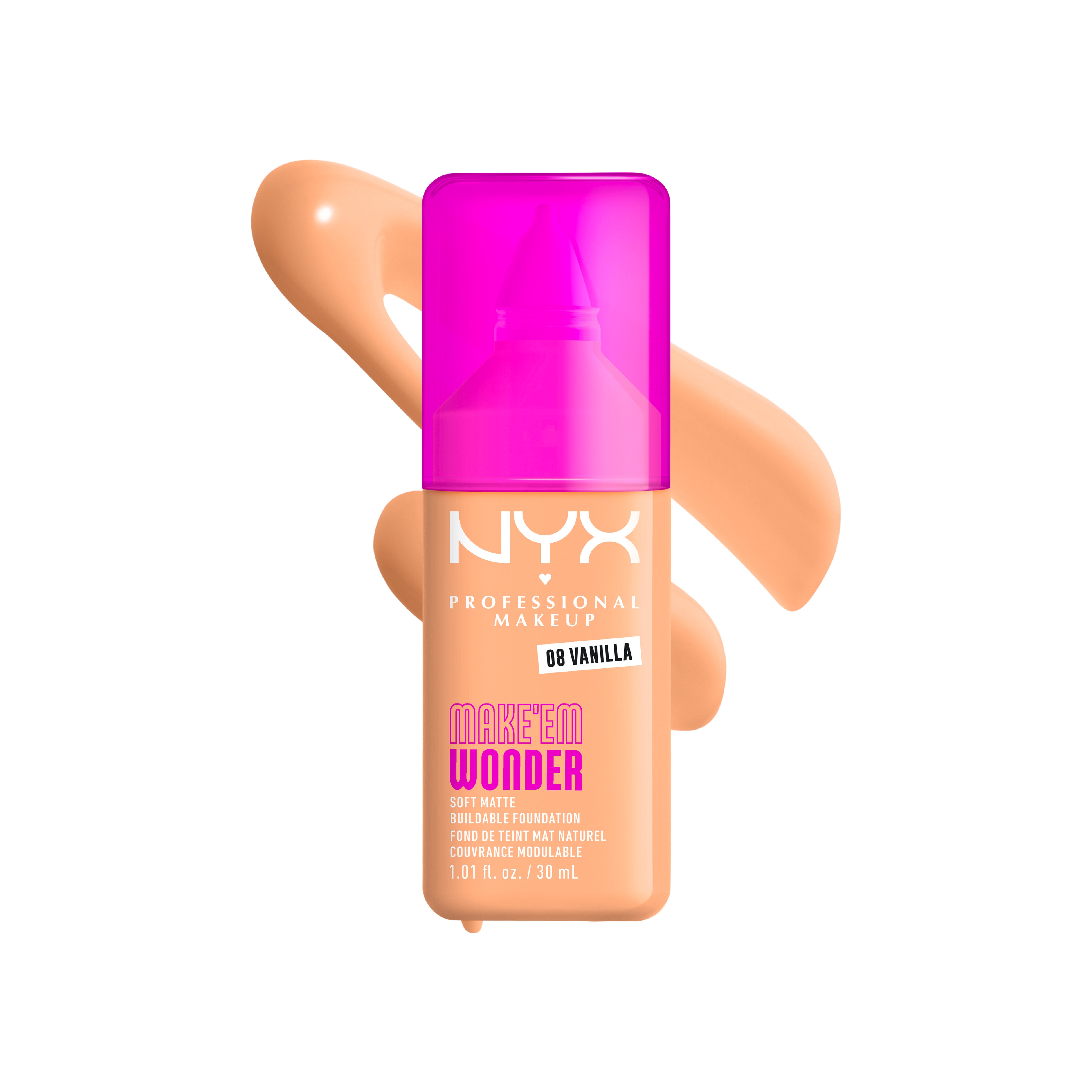 Make 'Em Wonder Liquid Foundation, 24HR Foundation Makeup With A Soft Matte Finish, Buildable Full Coverage
