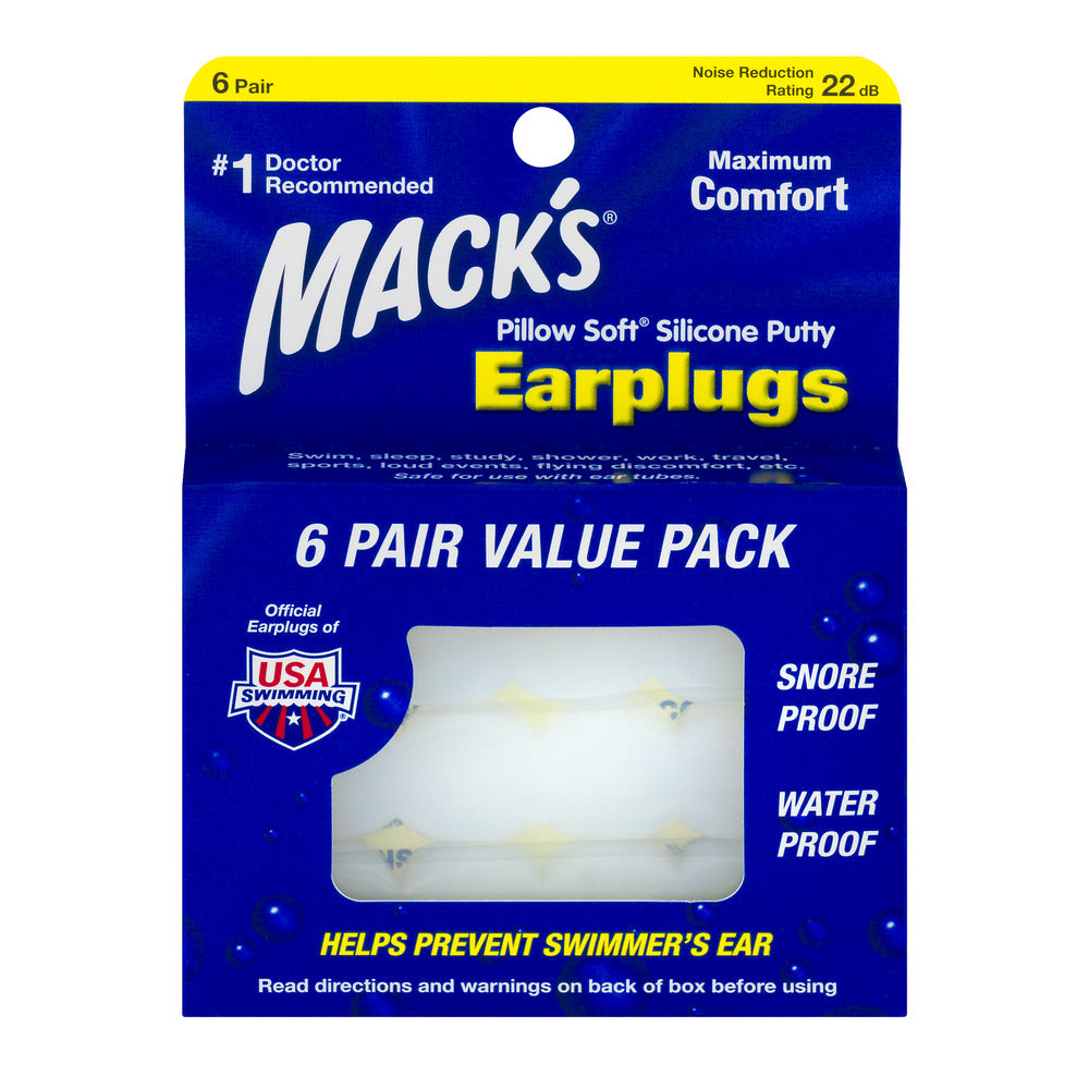 Pillow Soft Earplugs White 6 Pairs - MazenOnline