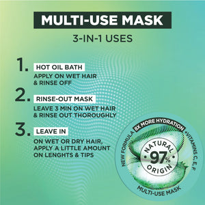 Garnier - Garnier Ultra Doux Aloe Vera Vegan Hair Food 3in1 Mask for dehydrated hair, Boosted with Vitamins C, E & F | MazenOnline