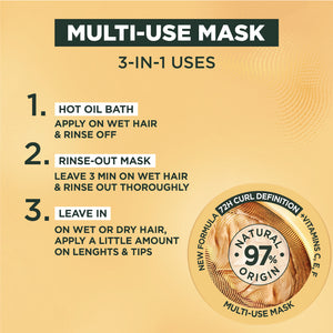 Garnier - Ultra Doux Cocoa Butter Vegan Hair Food 3in1 Mask for curly hair, Boosted with Vitamins C, E & F " | MazenOnline