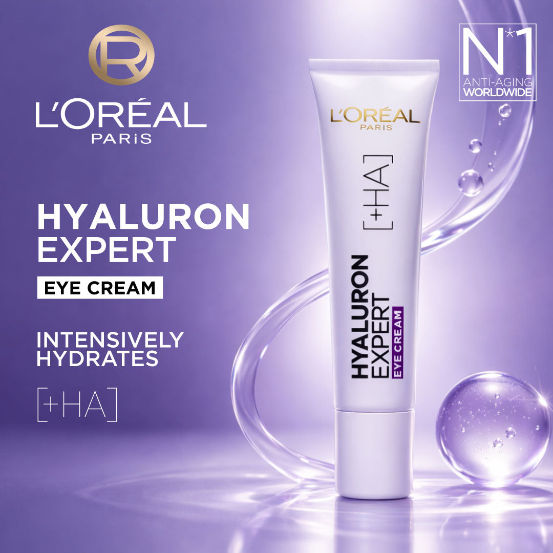 L'Oréal Paris - Hyaluron Expert, Replumping and Moisturizing Eye Cream, against Fine Lines, for Eye-Contour Replumping, with Hyaluronic Acid | MazenOnline