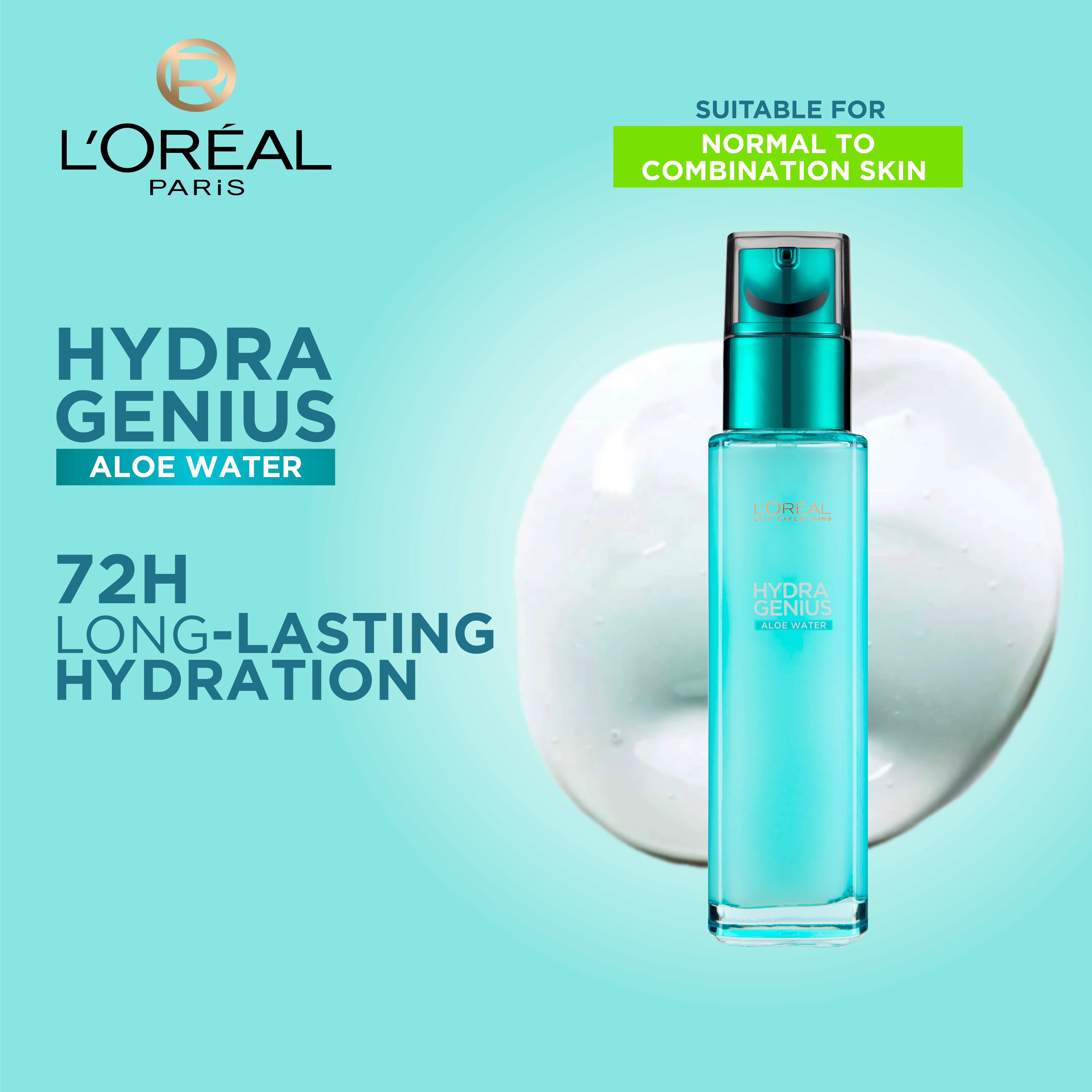 L'Oréal Paris - Hydra Genius, Water-Based Gel Facial Moisturiser, with Aloe Vera, for Normal to Combination Skin | MazenOnline