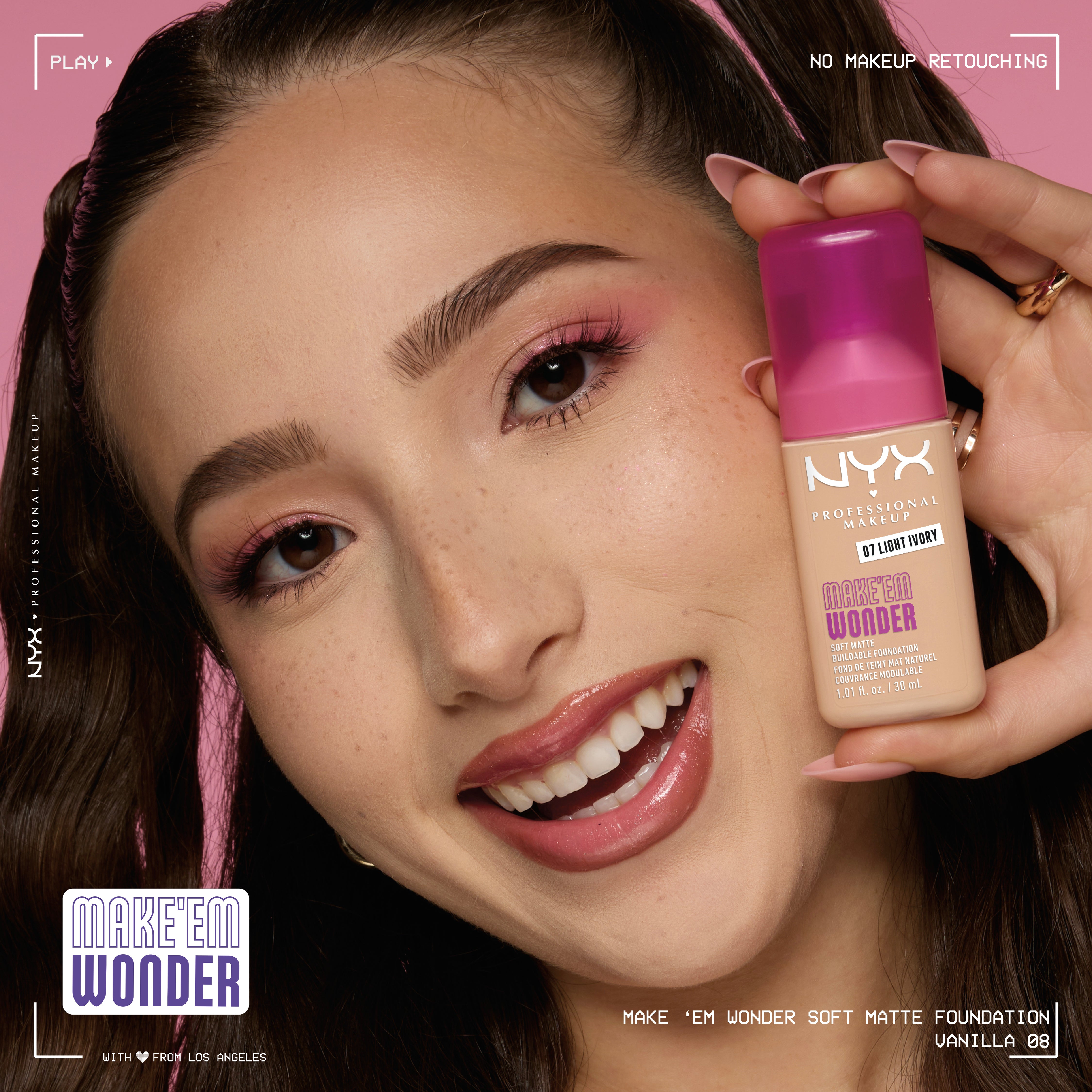 Make 'Em Wonder Liquid Foundation, 24HR Foundation Makeup With A Soft Matte Finish, Buildable Full Coverage