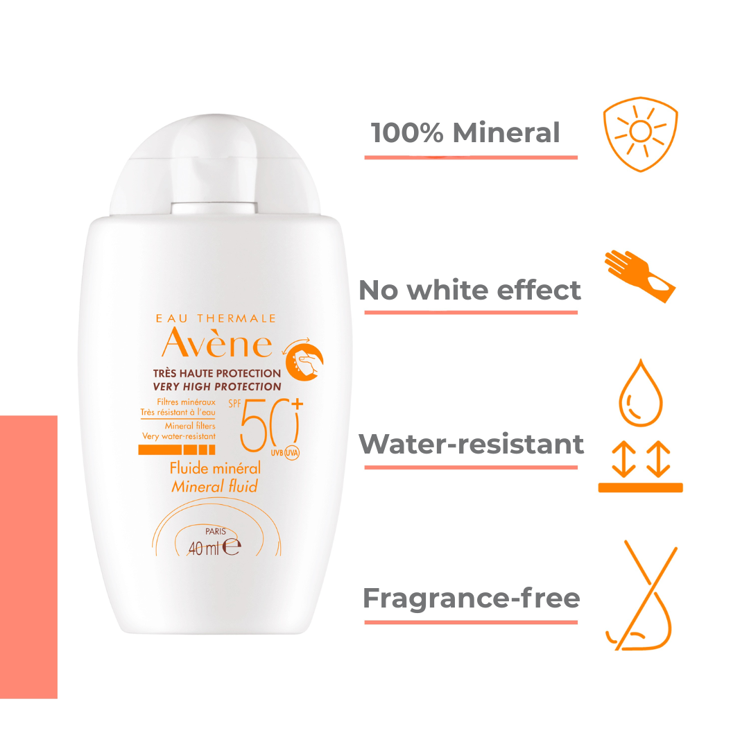 Avène - Avène mineral fluid SPF50+ Sunscreen| Ultra Light 100% Mineral Filter for Intolerant Skin - Matte Finish | MazenOnline