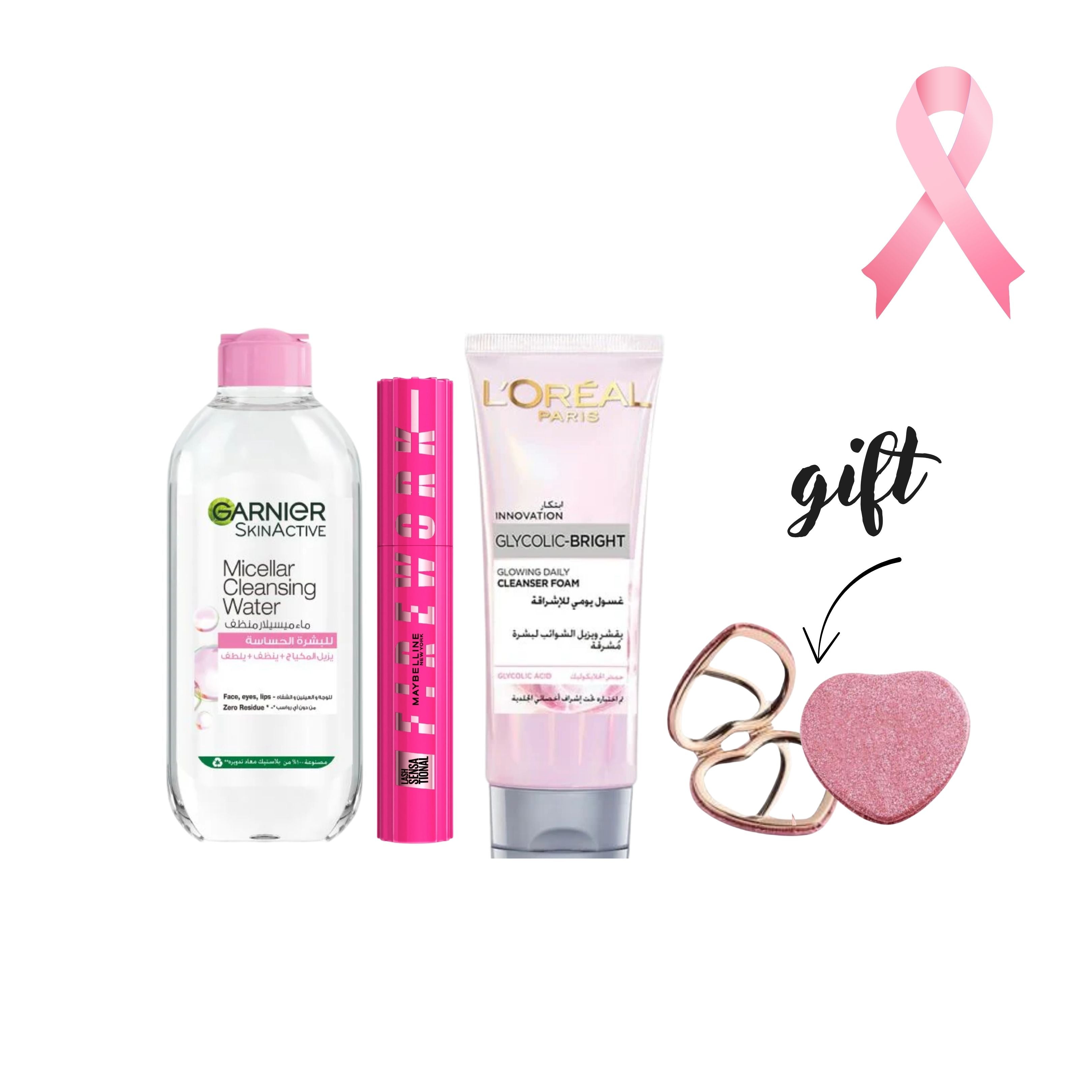 MazenOnline - Lash Sensational Firework Washable Mascara + Micellar Cleansing Water + Glycolic Bright Glowing Daily Cleanser Foam + Gift | MazenOnline