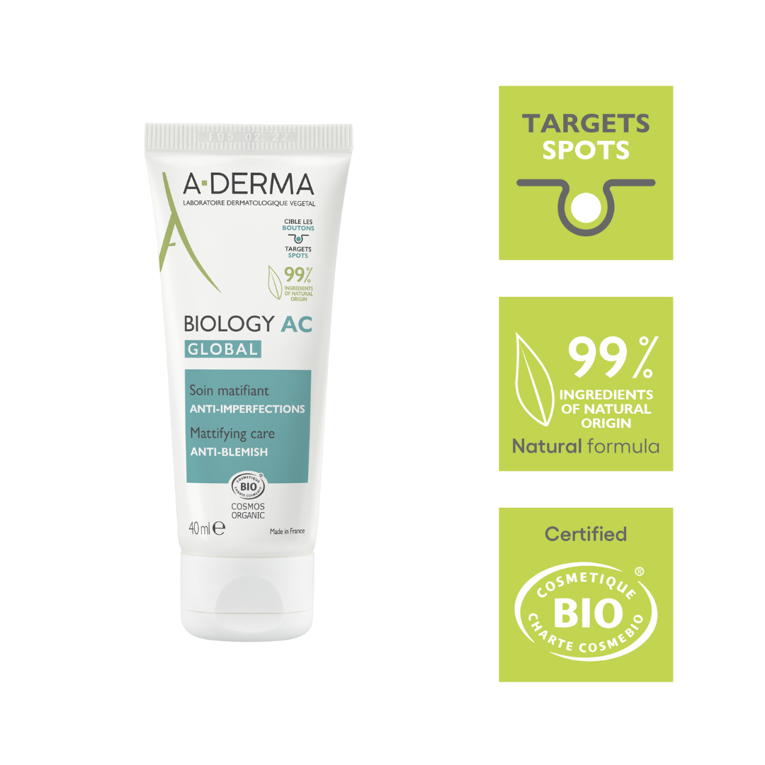 Aderma - Buy one A-Derma Biology AC Mattifying anti-blemish global treatment and get a FREE 200ml Biology AC Purifying foaming gel | MazenOnline