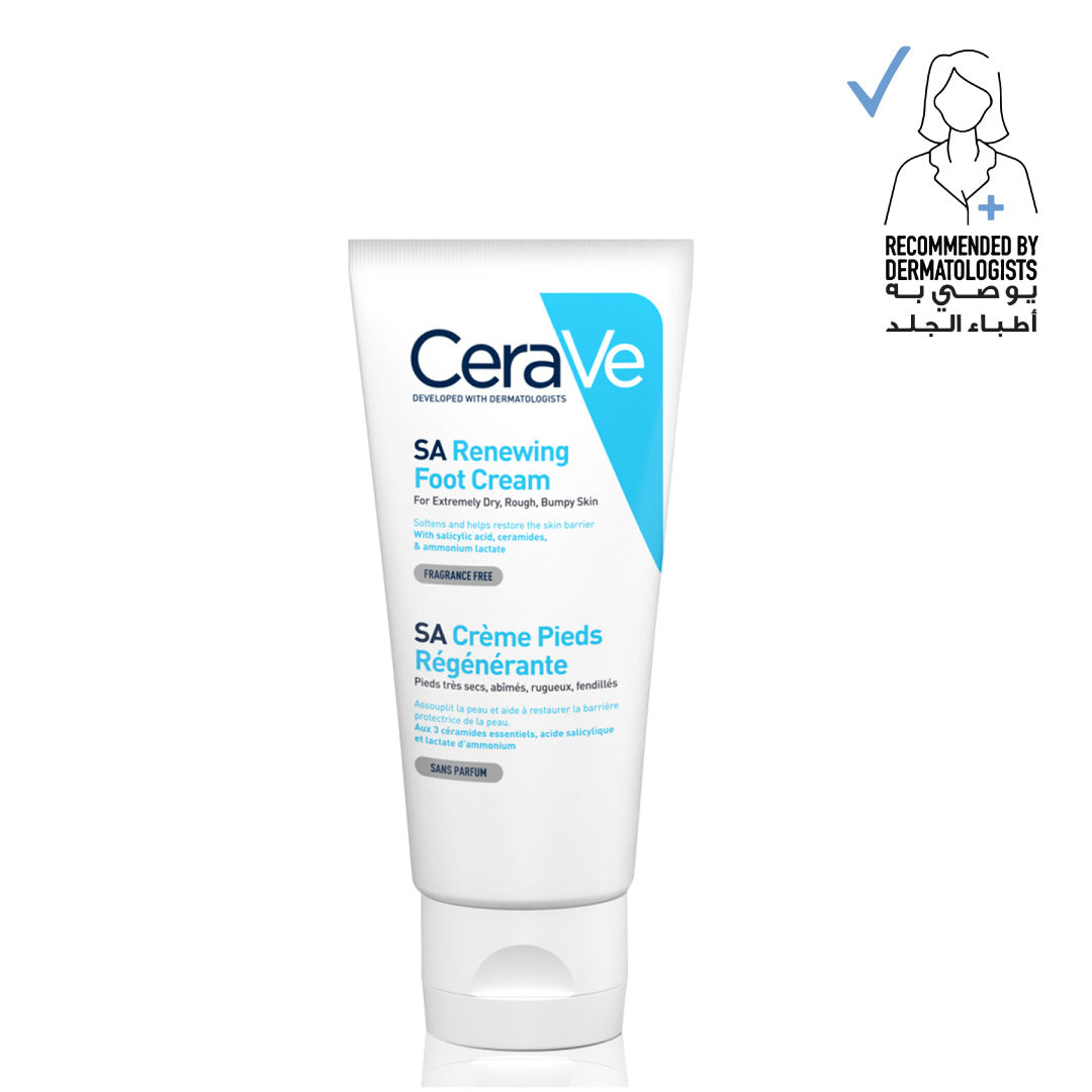 Cerave SA Renewing Foot Cream for Dry, Rough, and Cracked feet with Hyaluronic Acid - MazenOnline