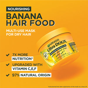 Garnier - Garnier Ultra Doux Banana Vegan Hair Food 3in1 Mask for dry hair, Boosted with Vitamins C, E & F | MazenOnline