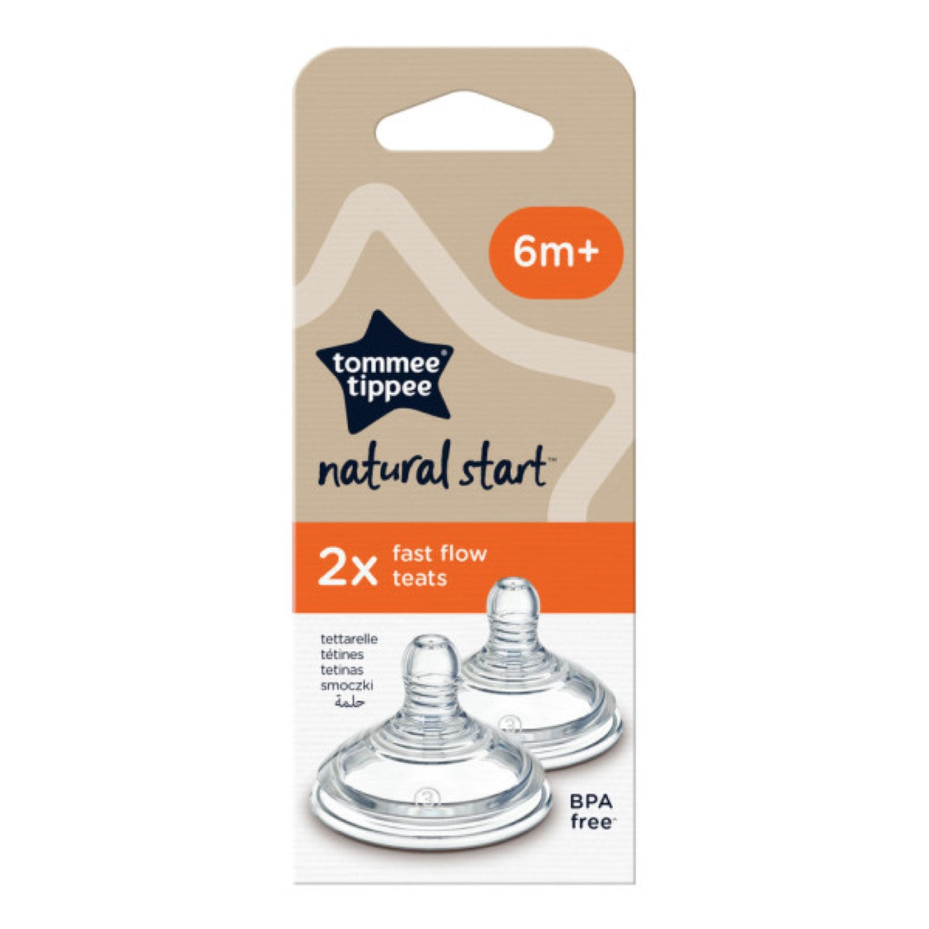 Tommee Tippee - Closer To Nature Fast Flow Teats 6M+ - Pack of 2 | MazenOnline