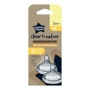 Tommee Tippee - Closer To Nature Advanced Anti-Colic Teats (3M+) - Medium Flow - Pack of 2 | MazenOnline