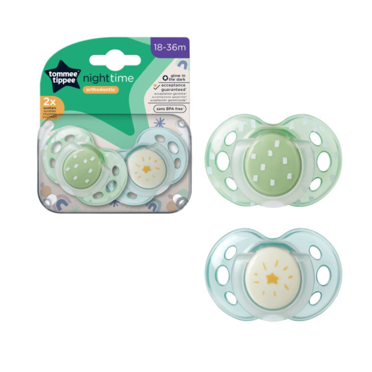 Tommee Tippee - Night Time Soother 18-36M -Pack of 2 | MazenOnline