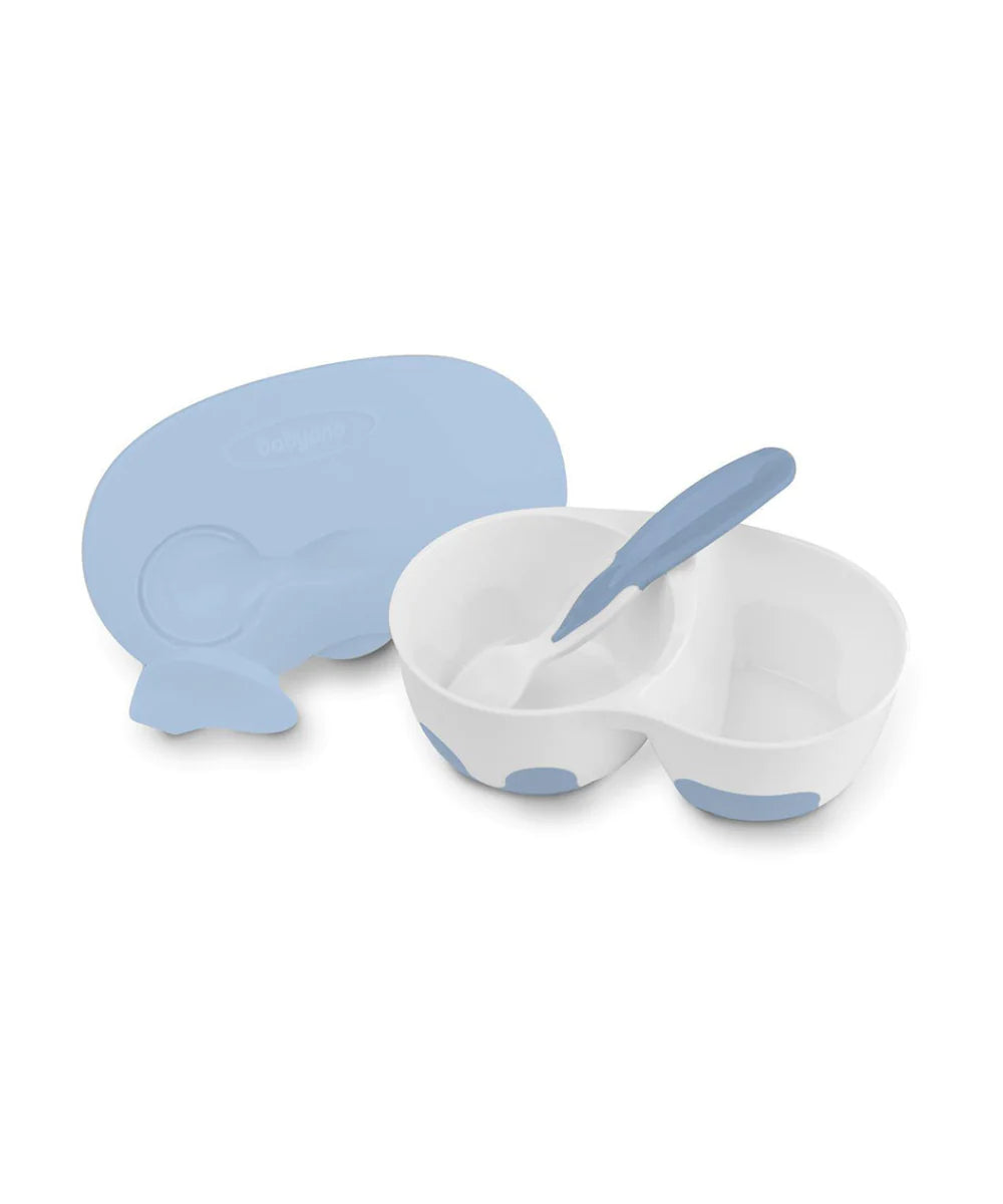 closable two-chamber bowl with suction cup and spoon - MazenOnline