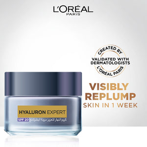 L'Oréal Paris - Hyaluron Expert Day Cream is used to intensely hydrate, smoothen and re-plump the skin with added SPF protection from UVA/UVB. | MazenOnline