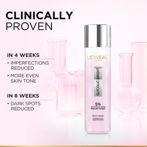 L'Oréal Paris - Glycolic-Bright Glowing Peeling Toner, with 5% Glycolic Acid, for Brightening, Dark Spots Reduction and Skin Tone Evening | MazenOnline