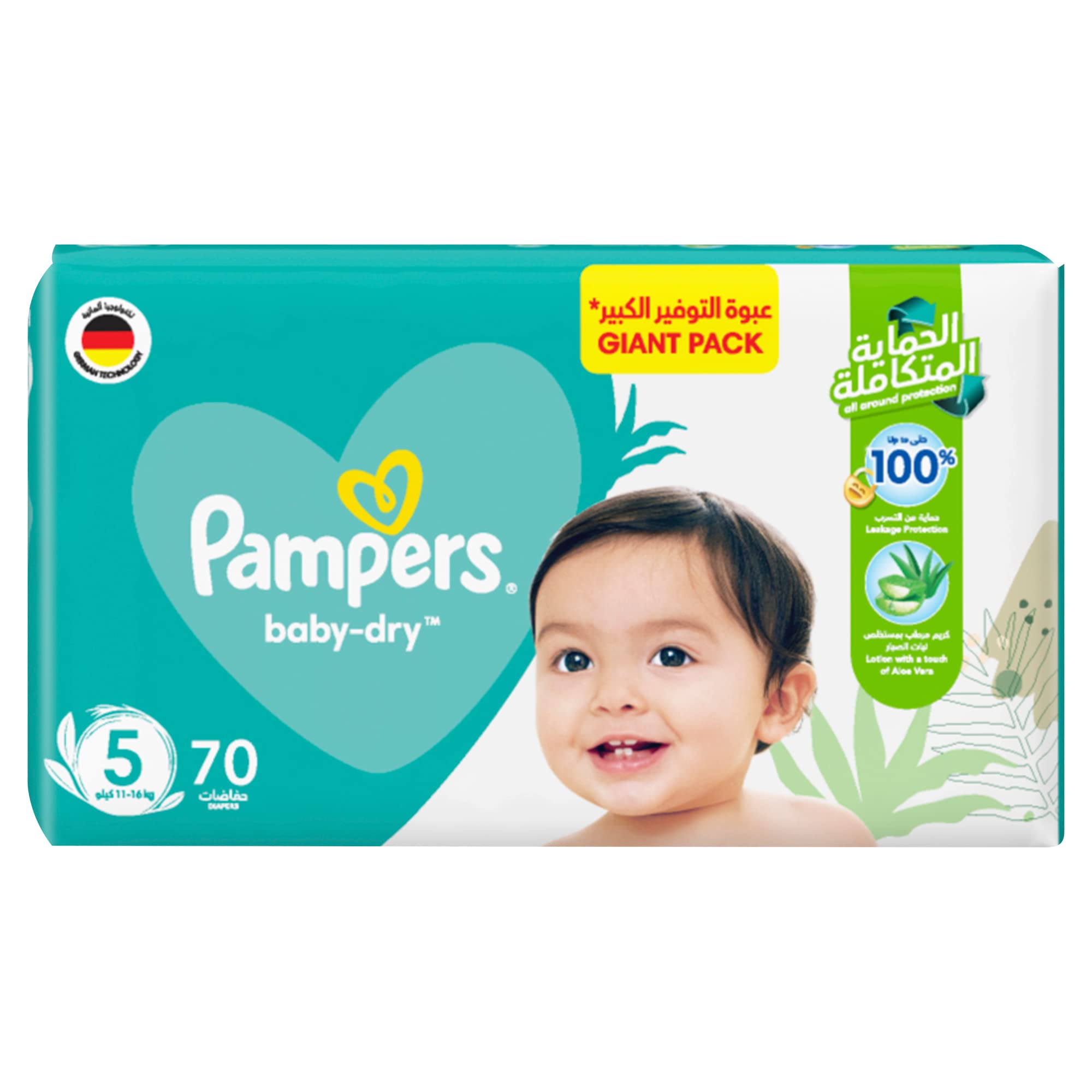 Baby-Dry Diapers, Size 5, Junior, 11-25kg, 70 Count - MazenOnline