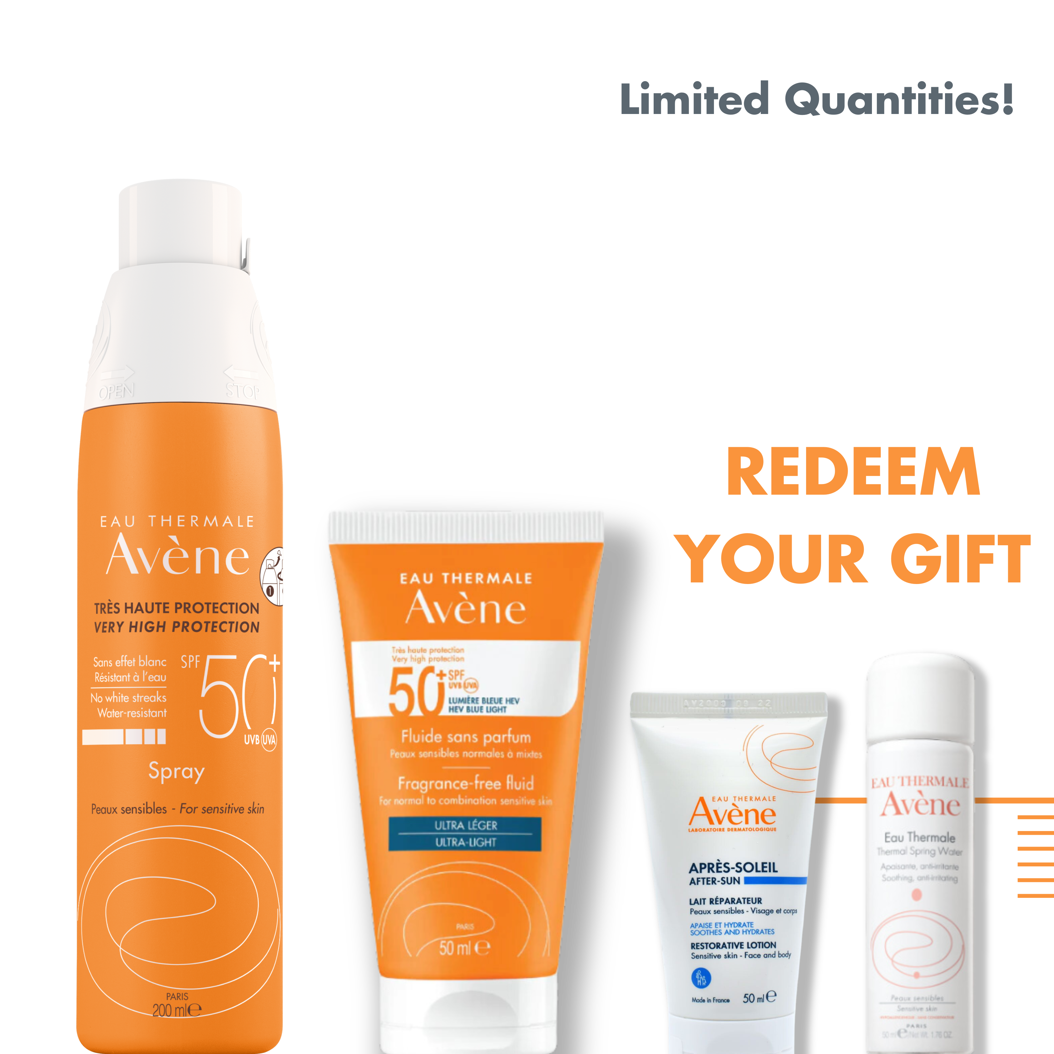 Avène - Solar Sensitive Skin ULTRA-LIGHT Cream SPF50 + Very High Protection Spray SPF50 Bundle | MazenOnline