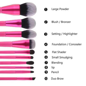 Royal Cosmetics - HOT PINK- 10 piece brush set | MazenOnline