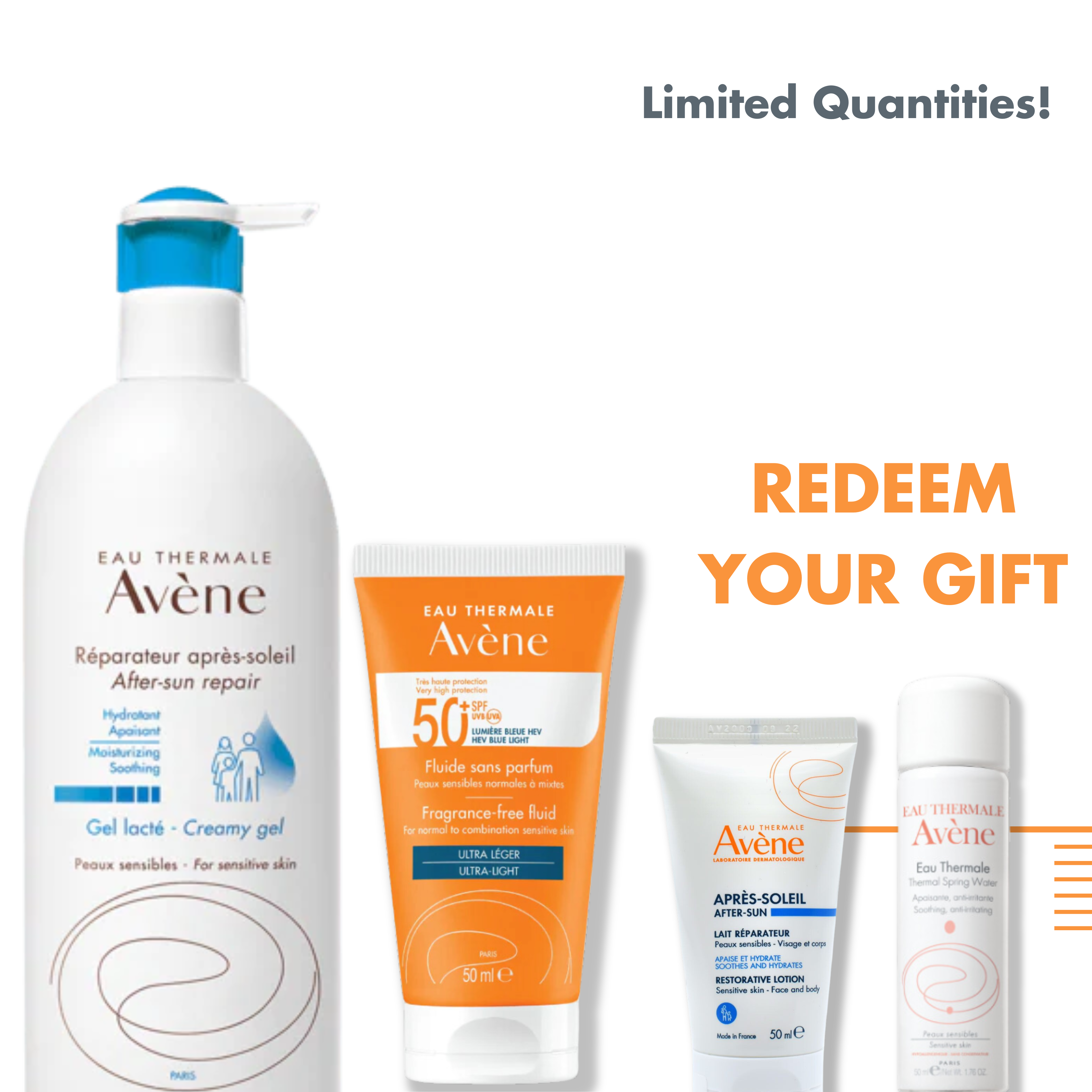 Avène - Solar Sensitive Skin ULTRA-LIGHT Cream SPF50 + After-Sun Repair Creamy Gel Bundle | MazenOnline