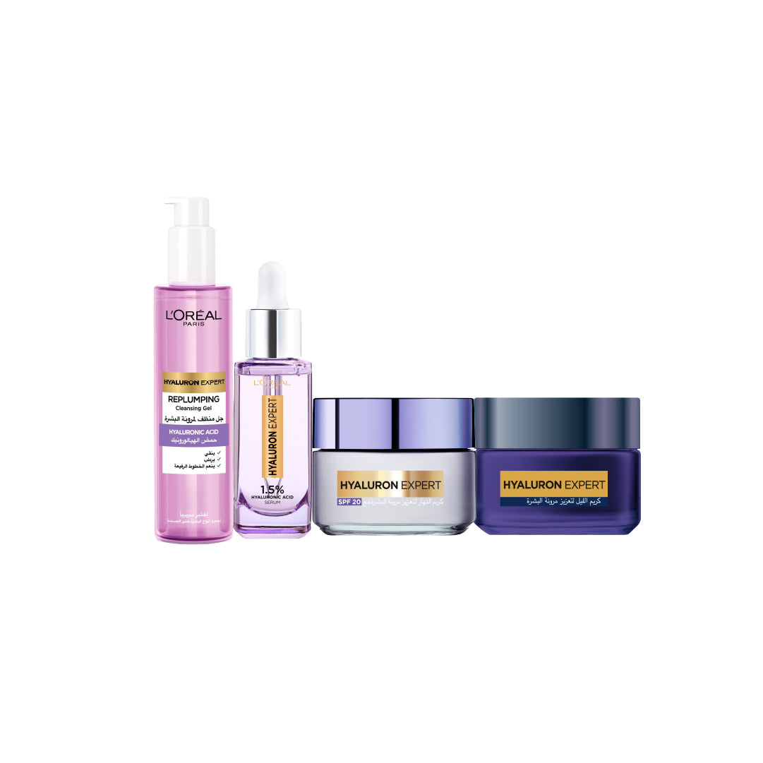 L'Oréal Paris - Hyaluron Expert Full Routine: Wash + Serum + Day Cream + Night Cream | MazenOnline