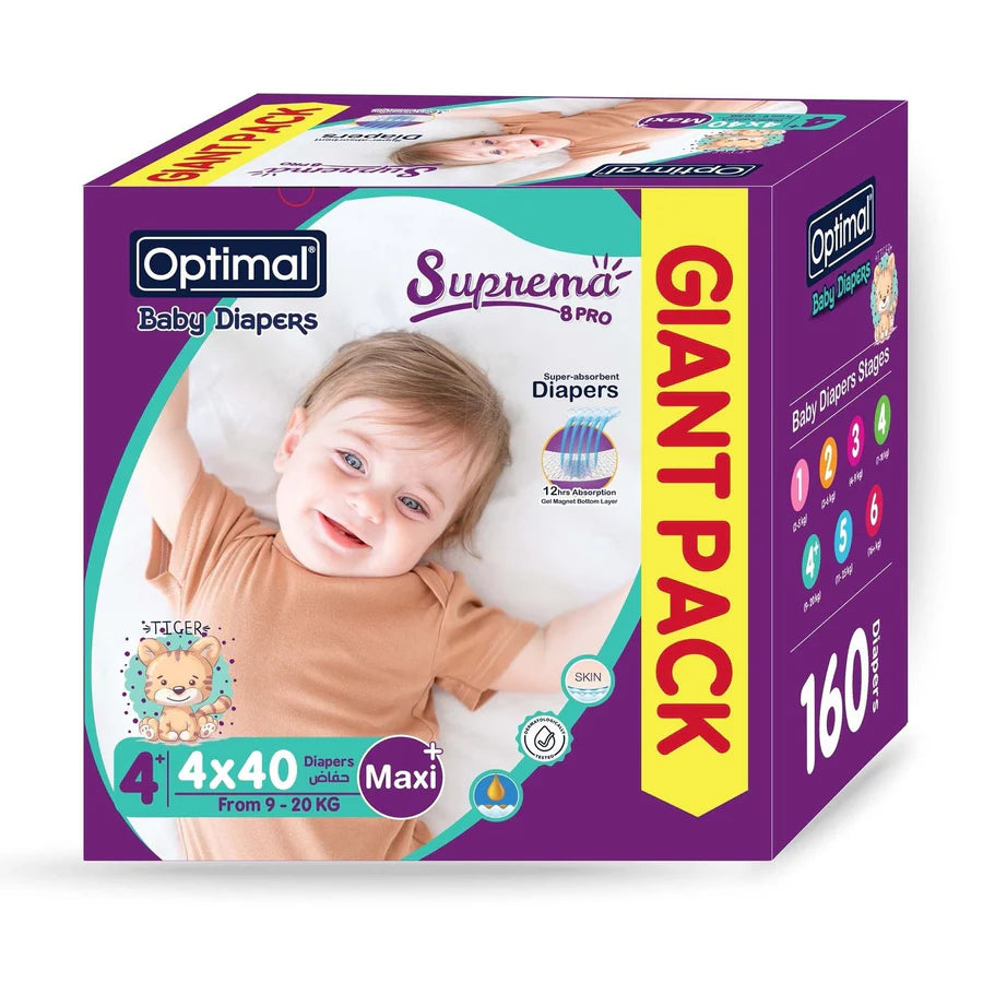 OPTIMAL - Baby Diaper 4+ Maxi Plus 9-20 Kgs | MazenOnline
