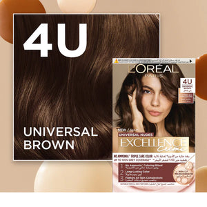 L'Oréal Paris - Excellence Creme Universal Nudes Hair Coloration, Ammonia-free Conditioning Coloration with Micro Keratin for Long-lasting 100% Grey Coverage Natural Coloration | MazenOnline