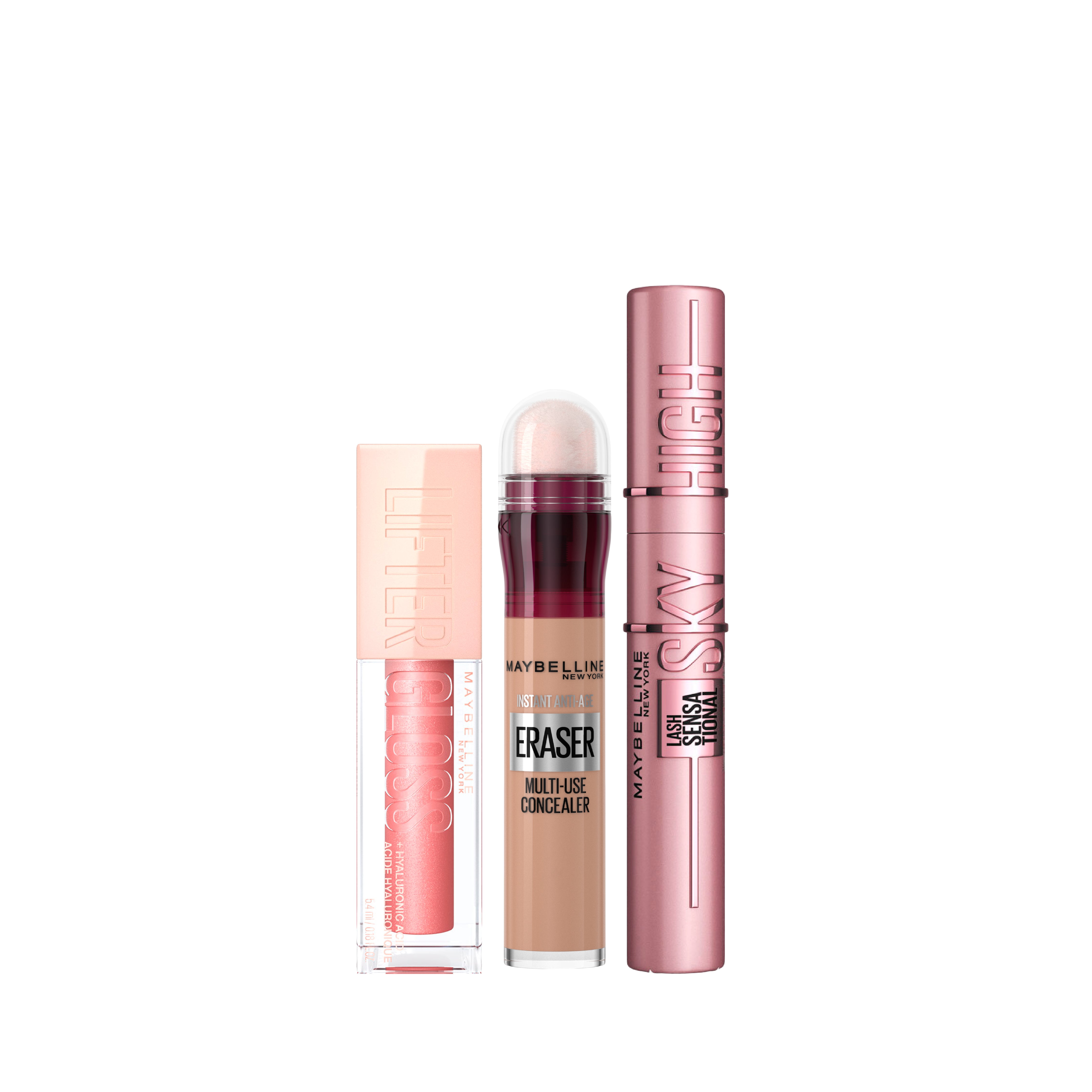 Maybelline New York - Instant Age Rewind Concealer + Lash Sensational Sky High + New York Lifter Gloss | MazenOnline