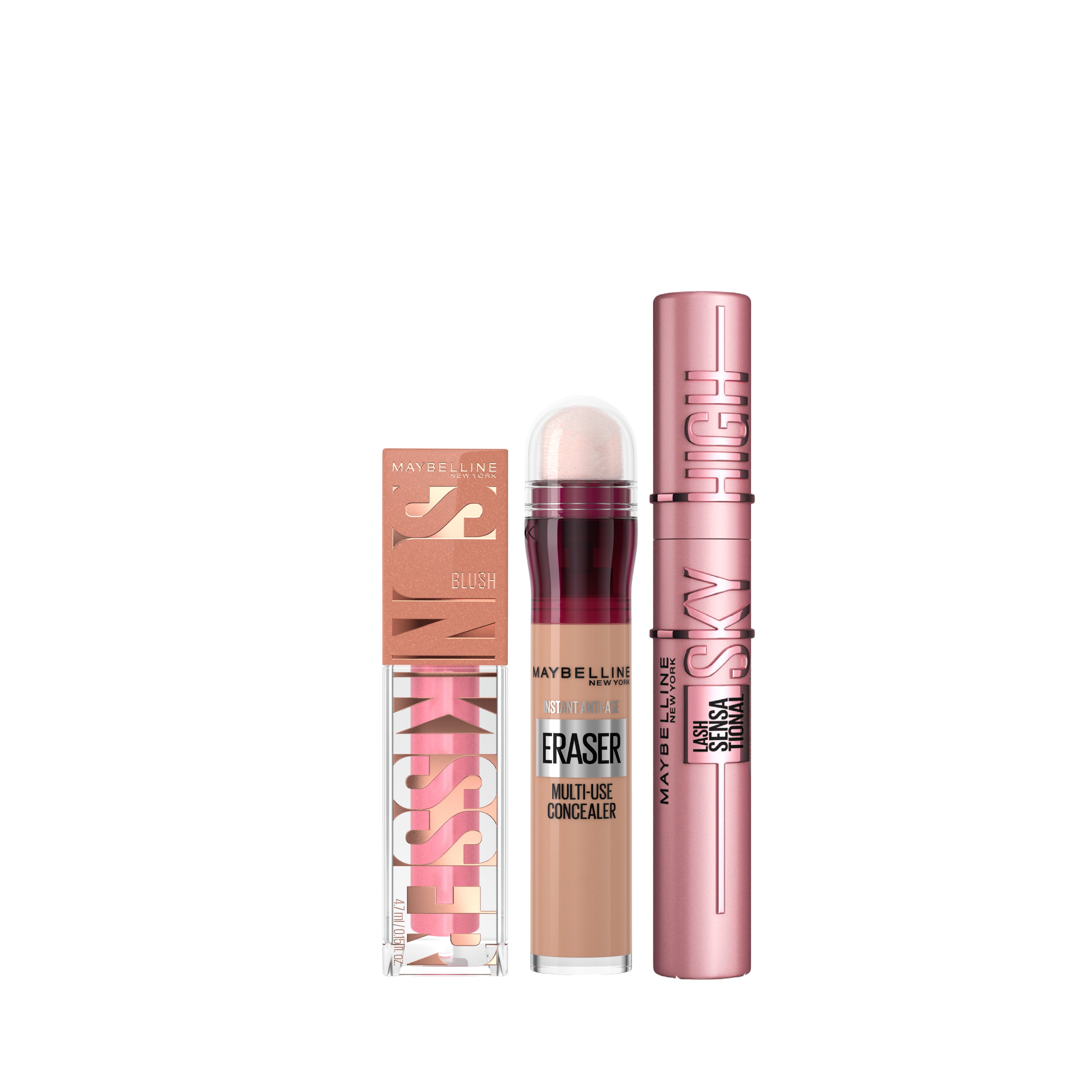 Maybelline New York - Lash Sensational Sky High + Instant Age Rewind Concealer + Sunkisser Multi-Use Liquid Blush And Bronzer | MazenOnline