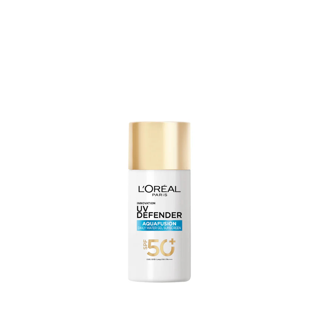 L'Oréal Paris - UV Defender, Aquafusion Daily Water Gel Sunscreen, SPF50+ PA++++, Defends from all UV aging signs, Absorbs in 3 Seconds, 50ml | MazenOnline