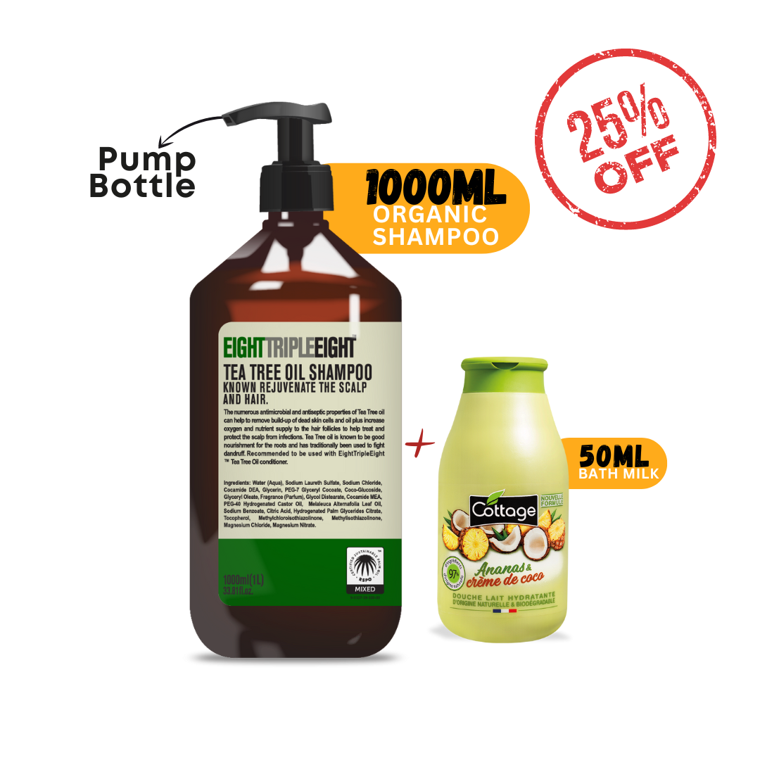 Tea Tree Oil Shampoo + Pineapple Coconut Cream Shower Milk - MazenOnline