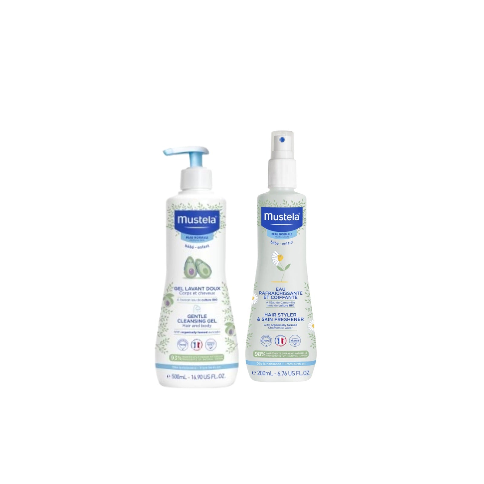 mustela - Baby Gentle Cleansing Gel Hair&Body + Baby Hair Styler & Skin Freshener | MazenOnline