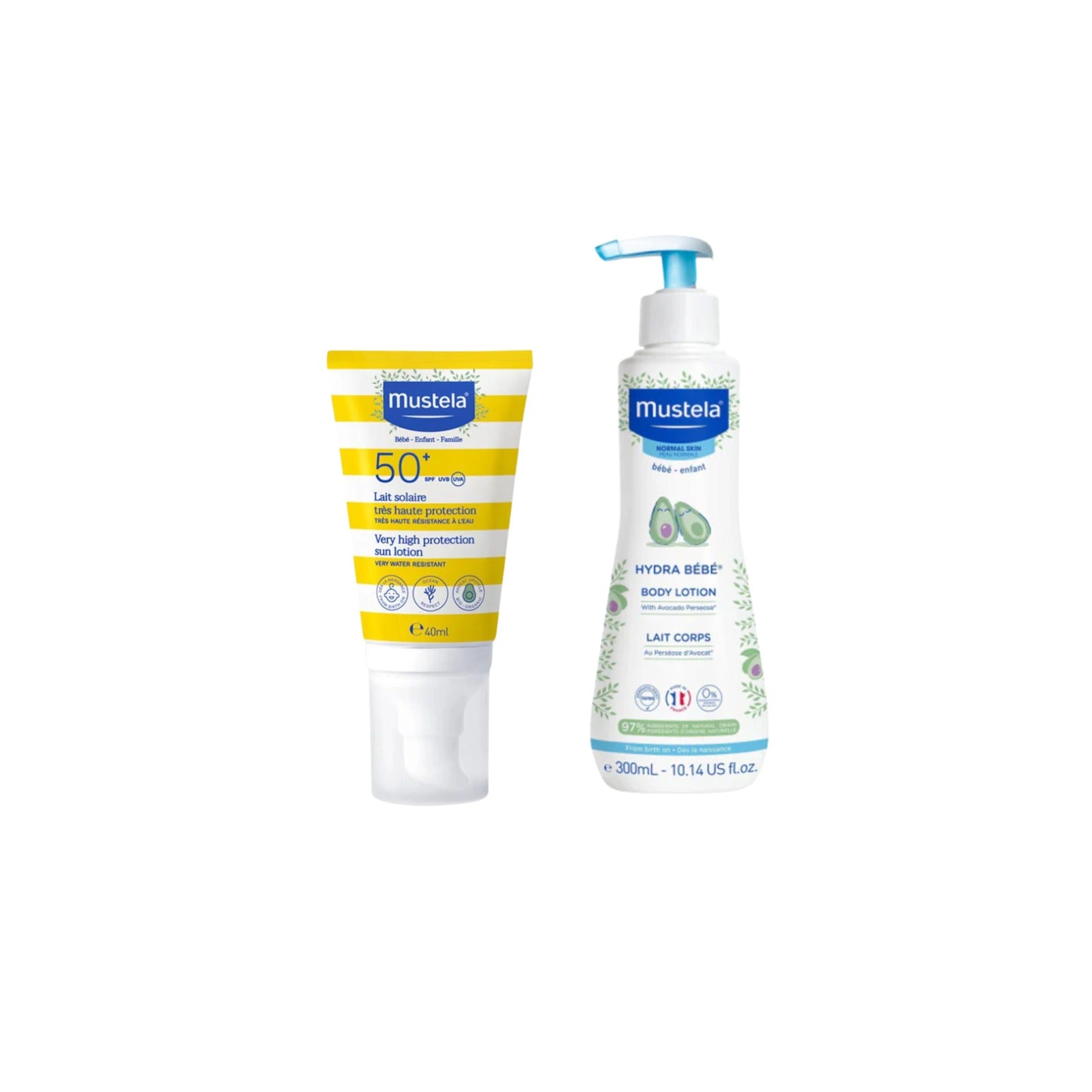 Mustela - Very High Protection Sun Lotion - SPF 50+ + Hydra Bebe Body Lotion | MazenOnline