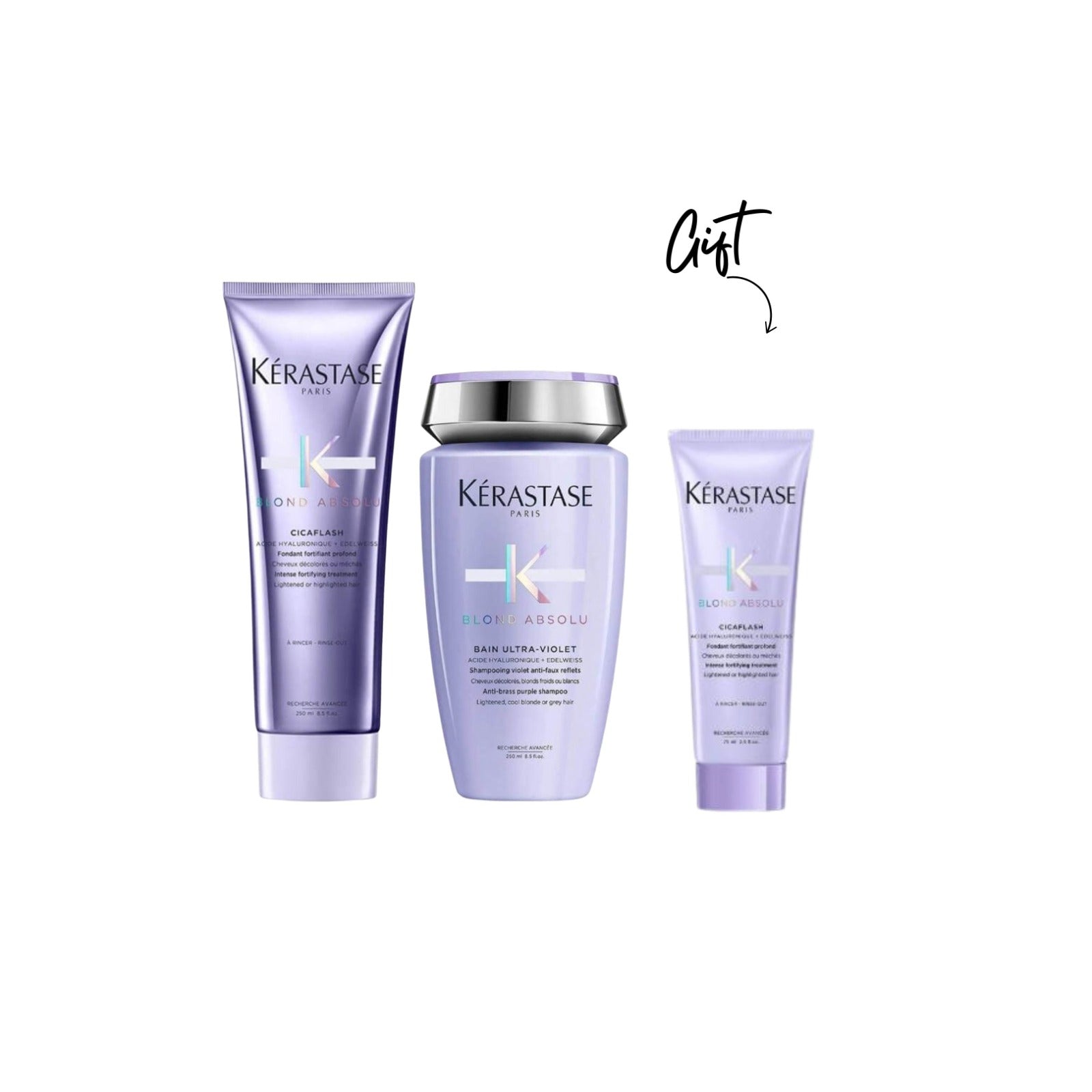 Kérastase - Blond Absolu Bain Ultra-Violet Shampoo + Blond Absolu Cicaflash + Gift | MazenOnline