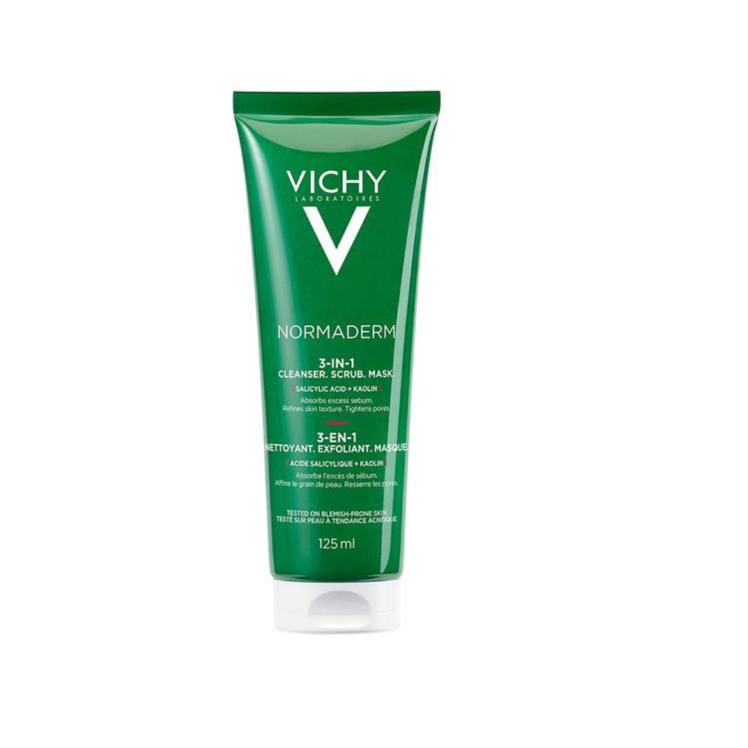 Vichy - Normaderm 3 in 1 Cleanser, Scrub & Mask for Oily/Acne Skin with salicylic & glycolic acid | MazenOnline
