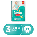 Baby Pants Diapers, Jumbo Pack, Medium, Size 3, 6-11 kg, 60 Diapers - MazenOnline