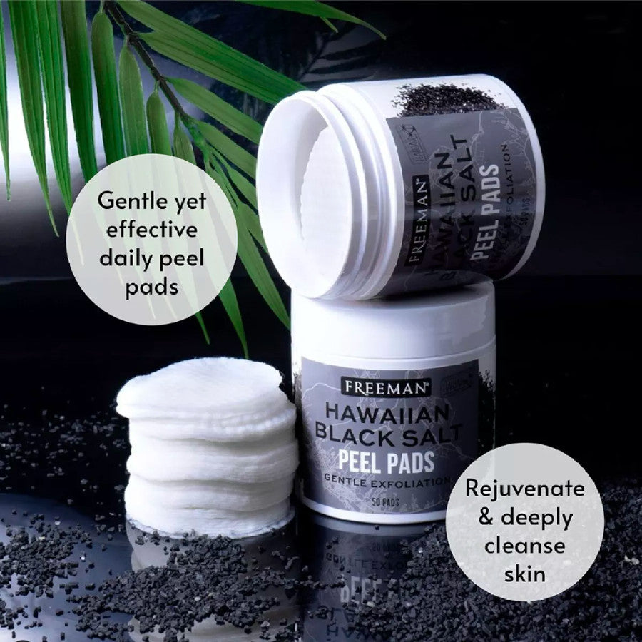 Gentle Exfoliating Hawaiian Black Salt Peel Pads - 50 Pads - MazenOnline