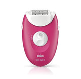 Braun Silk-épil 3 3-410 epilator raspberry pink - Corded epilator with 3 extras - MazenOnline