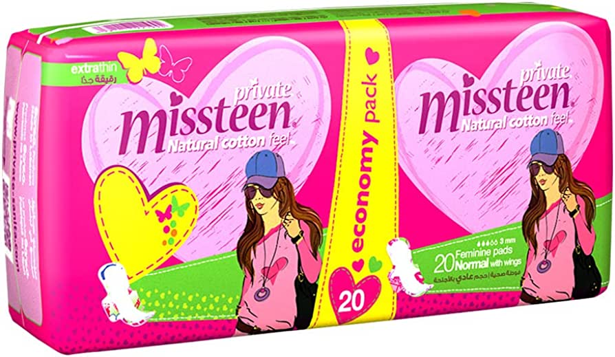 Private Missteen Natural Cotton Normal With Wings 20 Pads - MazenOnline
