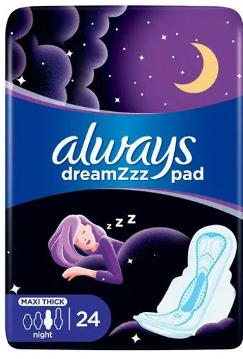 Always Dreamzzz Maxi Thick Night with Wings – Purple 24 Pads - MazenOnline