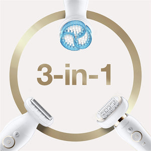 Braun Silk Epil 9 Flex 9010 Wet & Dry Epilator With 6 Extras incl. Deep Body Exfoliation Brush - MazenOnline