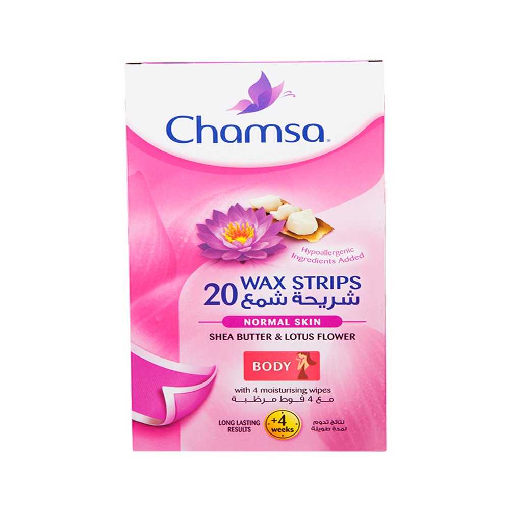 Chamsa Shea Butter And Lotus Flower Wax Strips 20 Count - MazenOnline