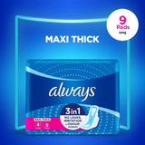 Always Maxi Thick Long 3-in-1, 9 Pads - MazenOnline