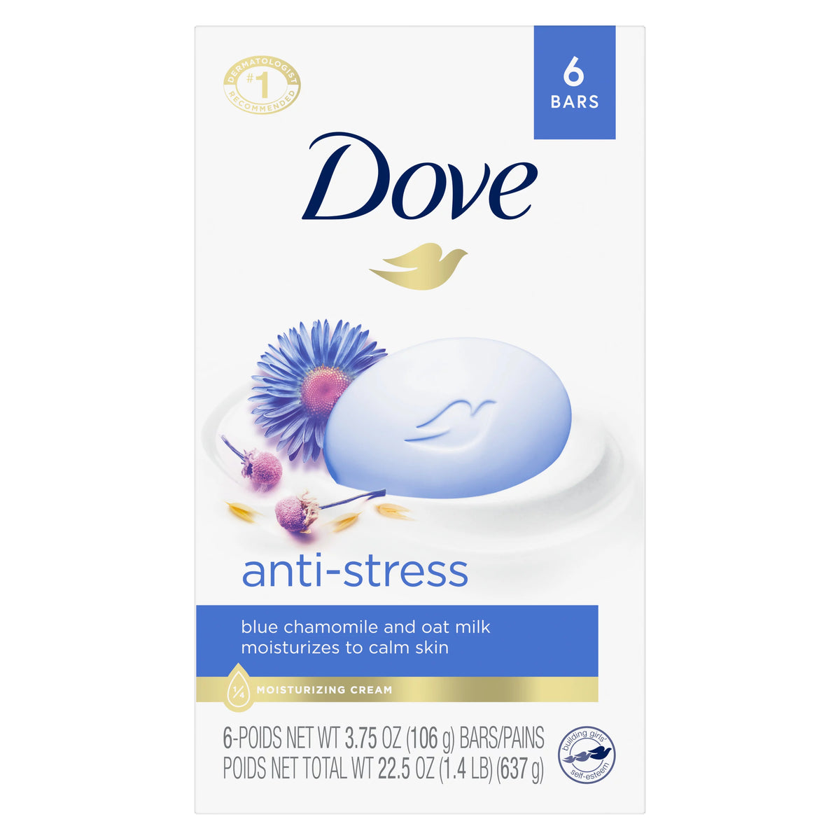 Anti Stress Gentle Beauty Bar Soap for Dry Skin with Blue Chamomile & Oat Milk