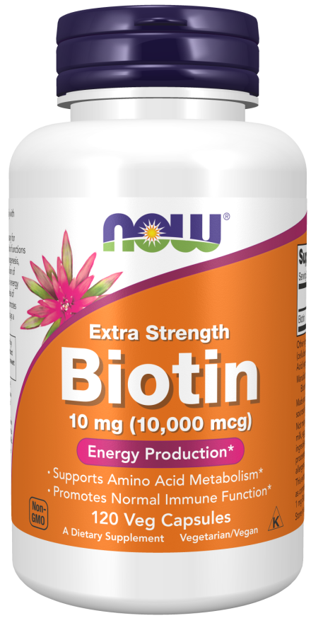 Now - Biotin 10 mg (10,000 mcg), Extra Strength Veg Capsules | MazenOnline