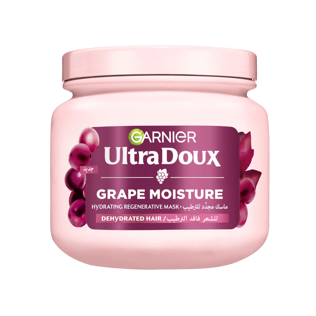 Ultra Doux Grape Moisture - Deep Regenerative Mask for Dehydrated Hair. Hydrating Grape Water + Antioxidant Grapeseed Oil -- Paraben-Free, Vegan, Cruelty-Free