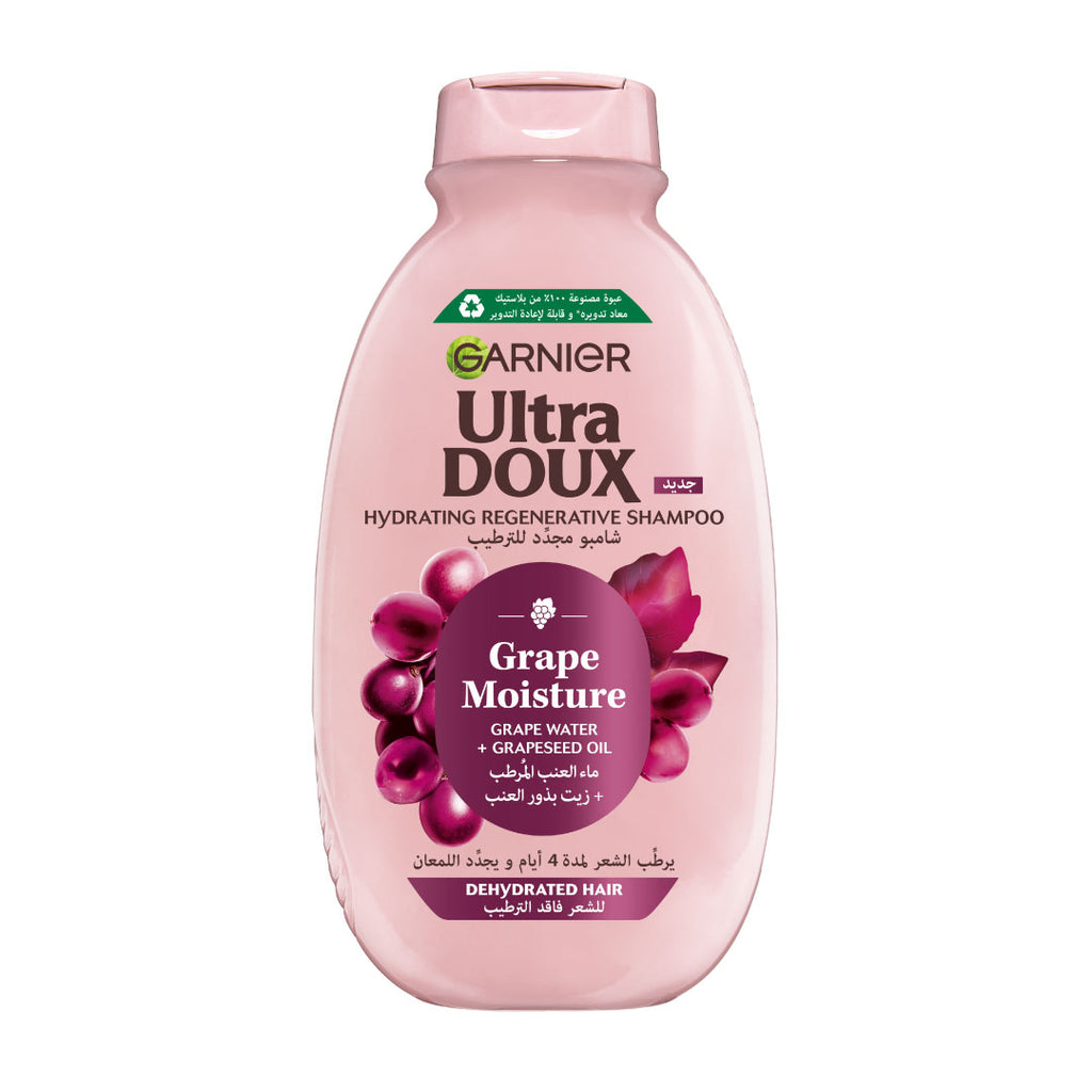 Garnier - Garnier Ultra Doux Grape Moisture - Hydrating Regenerative Shampoo for Dehydrated Hair. Hydrating Grape Water + Antioxidant Grapeseed Oil - Paraben-Free, Vegan, Cruelty-Free | MazenOnline