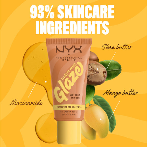 NYX Professional Makeup - Buttermelt Glaze Soft Glow Skin Tint  SPF30, Foundation, 12H Wear | MazenOnline