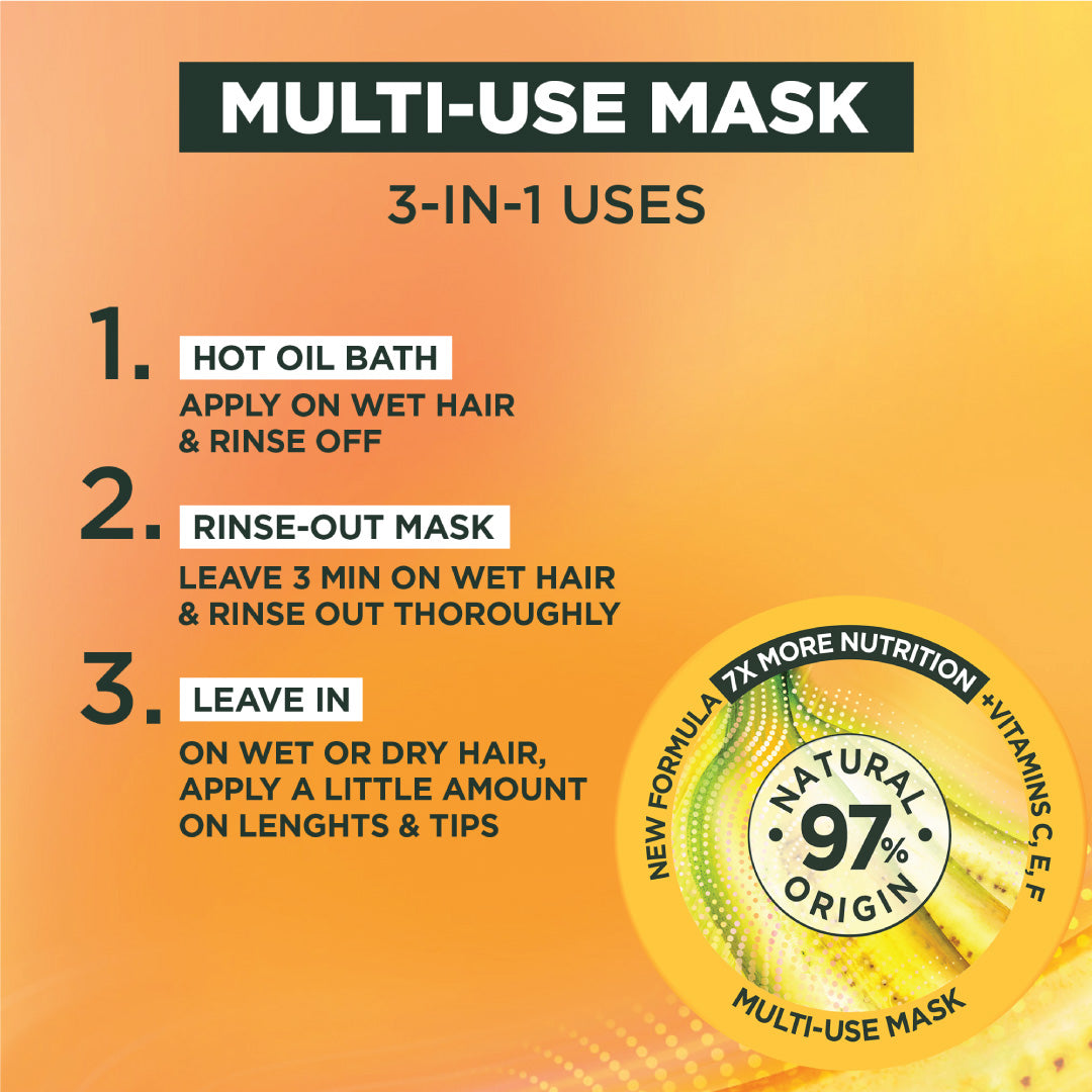 Garnier - Garnier Ultra Doux Banana Vegan Hair Food 3in1 Mask for dry hair, Boosted with Vitamins C, E & F | MazenOnline