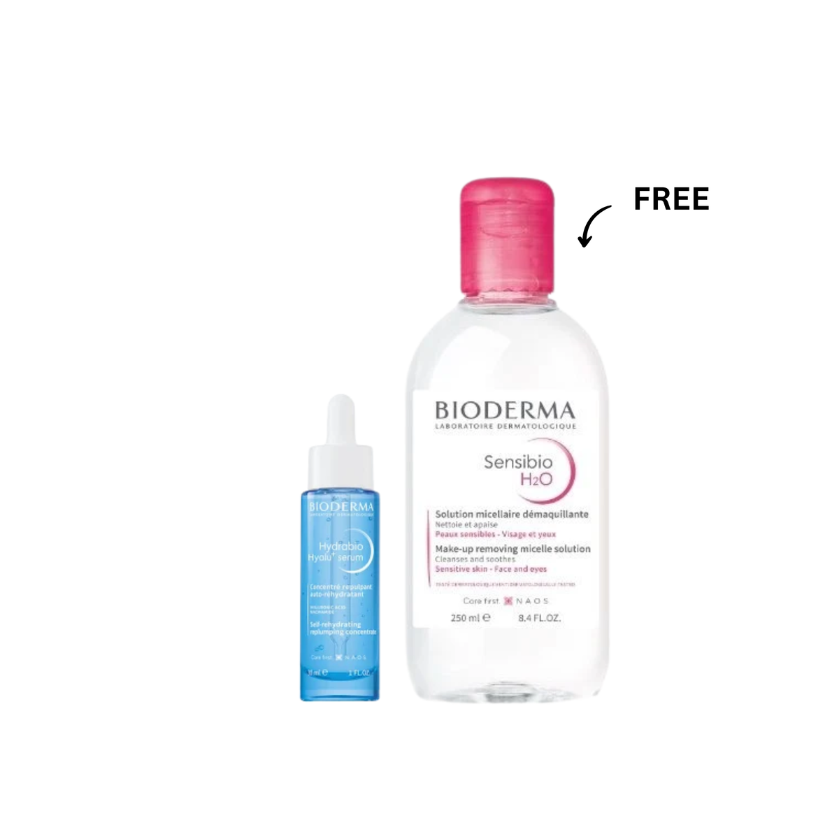 Bioderma Hydrabio Hyalu+ serum with gift set packaging