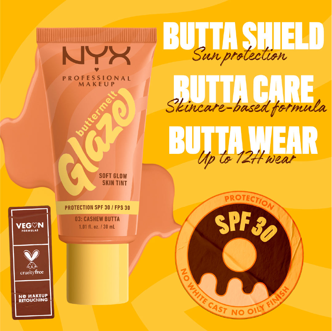 NYX Professional Makeup - Buttermelt Glaze Soft Glow Skin Tint  SPF30, Foundation, 12H Wear | MazenOnline
