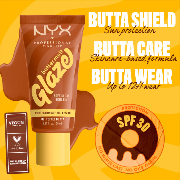 NYX Professional Makeup - Buttermelt Glaze Soft Glow Skin Tint  SPF30, Foundation, 12H Wear | MazenOnline